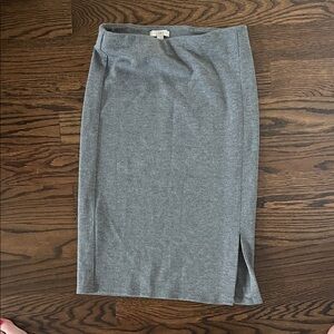 LOFT Gray Ribbed Midi Skirt